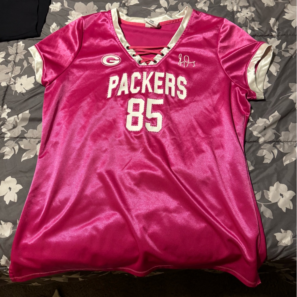 Pink Packers NFL Lace Up T-Shirt Jersey